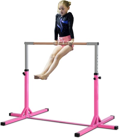 HOMCOM gymnastiekstang - 13-traps hoogteverstelling - stabiel - roze