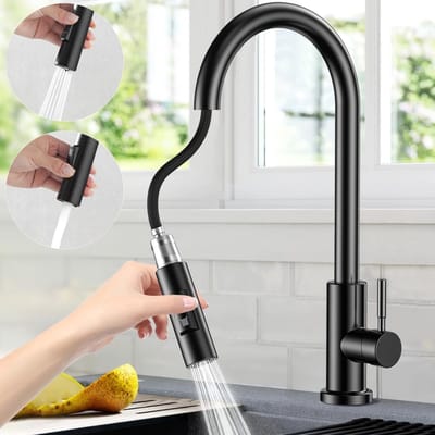 Dailygoods- Keukenkraan 360° draaibaar - Keukenkraan met uittrekbare sproeikop - Roestvrij staal - Hogedruk armatuur - Eenvoudig te installeren - Keukenarmatuur
