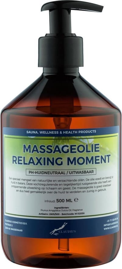 Massageolie Relaxing Moment 500 ml met pomp - 100% natuurlijk - biologisch en koud geperst