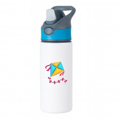 Hacebo® - Vlieger waterfles met rietje blauw - Kind - vliegeraars - sport - cadeau - strand - water fles - 650ML