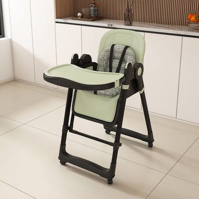 STILVORA Kinderstoel – 2-in-1 Wipfunctie – 59 x 76 x 96 cm – Polypropyleen en PU – Donkergroen – Verstelbaar en Inklapbaar