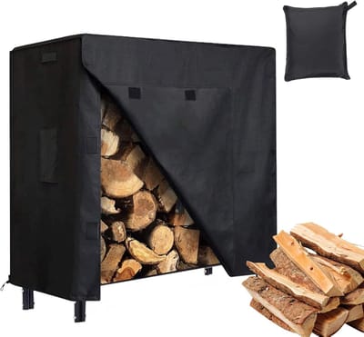 Brandhout Hoes - Hout Opslag - Buiten Beschermen - Waterdicht Oxford - 122 x 61 x 107 cm - Zwart