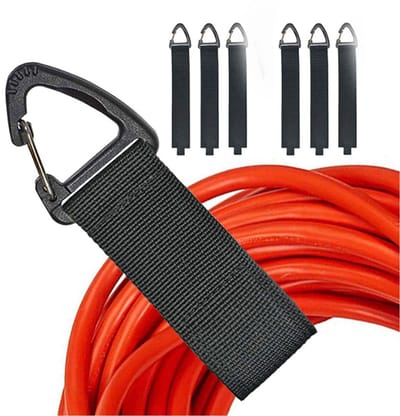 EXCITAT 6 stuks kabelbinders - Kabelmanagement - Met klittenband en driehoekige haken - Voor het organiseren van kabels, draden, touwen en slangen in huis en garage - Zwart