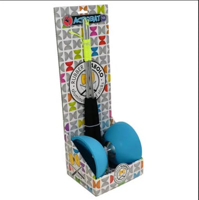 Diabolo licht blauw met aluminium stokken - 105 mm doorsnede
