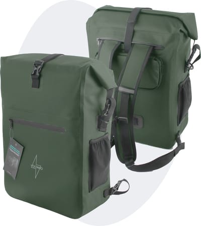 Voltano Luxe Fietstas / Rugtas 28L - Olijf Groen - Enkele Pakaftas - 100% Waterdicht - Met Laptop Compartiment