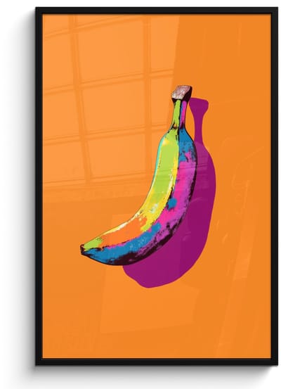 Poster in lijst - Fotolijst 80x120 cm - Posters - Felle kleuren - Banaan - popart - Posterlijst zwart - Decoratie - Wanddecoratie woonkamer - Muurdecoratie slaapkamer