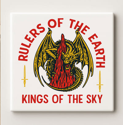 Rulers of the Earth Draak Tegel – 15x15 cm Keramische Muurdecoratie | Kings of the Sky Fantasy Ontwerp