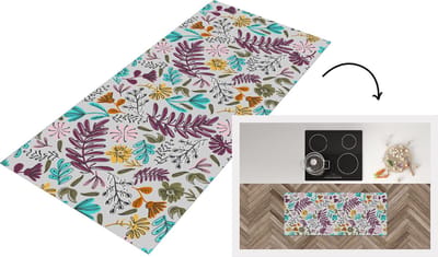 Keukenloper - Loper keuken - Bloemen - Bladeren - Patroon - 120x50 cm - Keukenloper vinyl