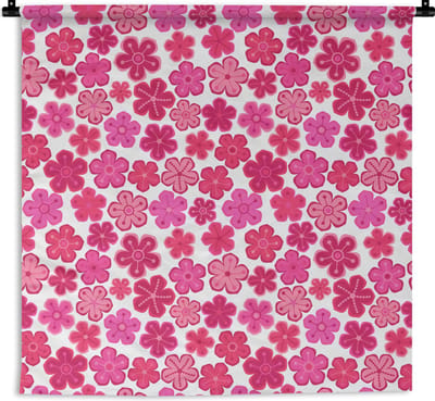 Wandkleed - Wanddoek - Bloemen - Roze - Patronen - 180x180 cm - Wandtapijt