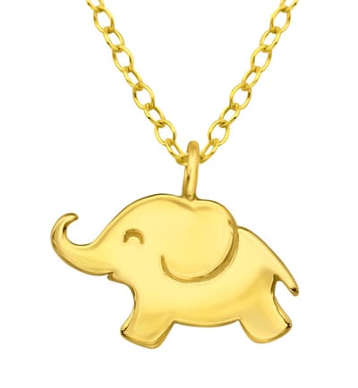 Joy|S - Zilveren olifant hanger met ketting 45 cm - gold plating - voor kinderen - goudkleur