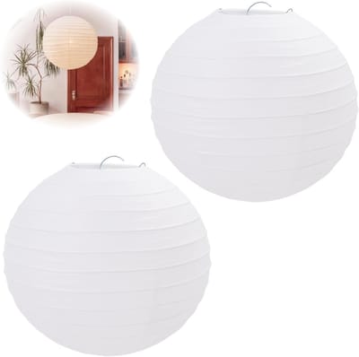 Ronde Witte Papieren Lampenkappen - Set van 2 voor Creatieve DIY Projecten en Trouwen Decoratie, 20cm, 8