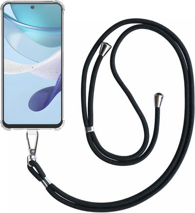 Telefoonhoesje Geschikt voor Motorola Moto G53 Transparant ShockProof met Afneembaar Universeel Telefoonkoord - Cover Case Siliconen ShockProof with Lanyard - Smartphonica geschikt voor Motorola Moto G53