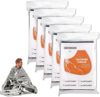 Thermische Nooddekens - Overlevingsdekens Set - Buiten Noodsituaties - Reflecteert Warmte - 5 Stuks 210x160cm - Goud Zilver