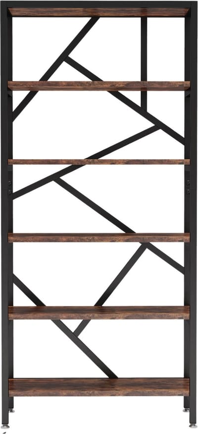 Boekenkast - Boekenplank - Wandplank - Boekenrek - Voor opbergen / woonkamer / kantoor - Industrieel - met open planken - Rustiek Bruin 02