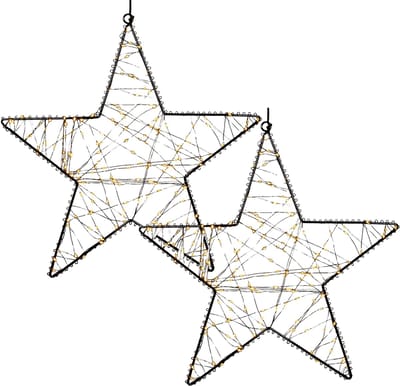 Anna's Collection Verlichte ster - 2x - 160 led lampjes - warm wit - D36 cm - verlichte figuren - kerstverlichting