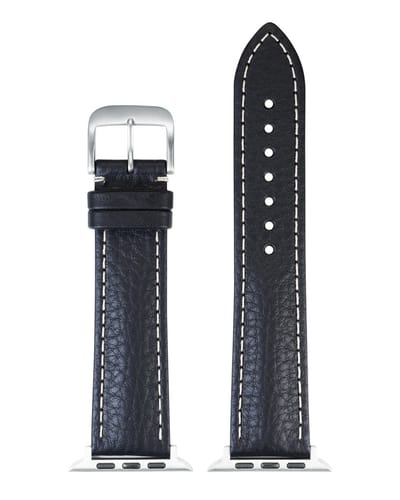 EULIT leer horlogeband geschikt voor Apple Watch 38/40/41 maat - Serie 1/2/3/4/5/6/7/8/9/10 + SE - imperator smart - 20 mm - zwart/wit - metalen gesp - incl. adapter