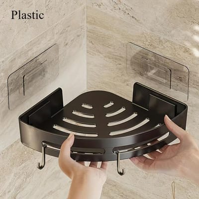 1 support de rangement triangulaire de style européen pour salle de bain, salle de bain murale, toilettes, support de rangement non perforé, porte-serviettes gray