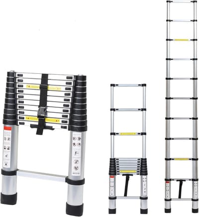 Telescopische Ladder 3,2m Aluminium - Multifunctioneel & Draagbaar met Haak - Max. 150 kg
