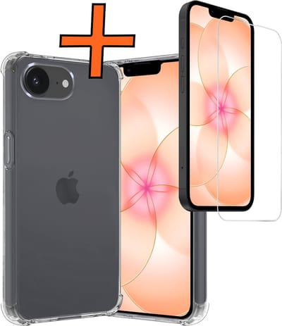 Hoes - Met Screenprotector - Geschikt voor Apple iPhone 17e - Sterk & Shockproof - Siliconen Case - Back Cover - Telefoon Hoes - Shock Proof - Transparant
