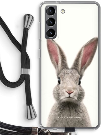 Case Company® - Hoesje met koord geschikt voor Samsung Galaxy S21 hoesje met Koord - Daisy - Telefoonhoesje met Zwart Koord - Bescherming aan alle Kanten en Over de Schermrand