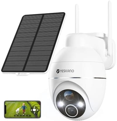 Draadloze 2K Outdoor Zonne-Bewakingscamera 360° PTZ met Nachtzicht en PIR-detectie
