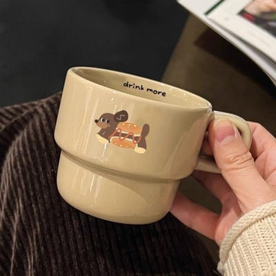Cartoon Puppy Ontbijt Koffiekop Keramische Mok Ins Stijl Hoge Kwaliteit Mok Souvenir Cadeau Mok 201-300ml