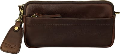 Leren Telefoontasje Dames – Donkerbruin – Molly – Echt Leer – Afneembare Schouderband – Clutch & Crossbody – Just Lioné