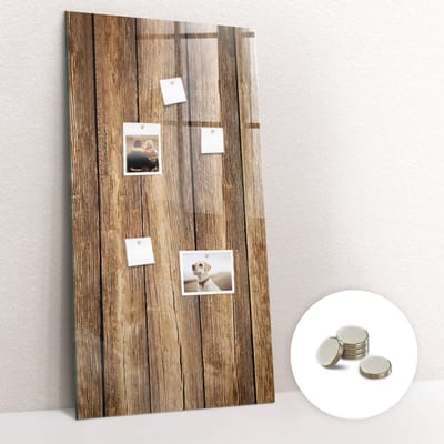 Tulup Glassboards - Houtstructuur Magneetbord - 60 cm x 120 cm - Bruin Magnetic Board - Gratis 5 Sterke Magneten - Minimalistisch Prikbord - Magneetbord Keuken - Memobord Keuken - Organiseer Je Bureau - Magnetisch Wandbord