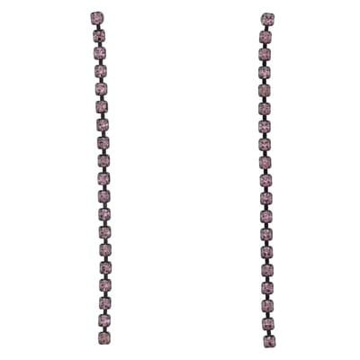 Behave - Oorbellen - Strass Oorhangers - Aubergine Paarse Steentjes - 5.5 cm