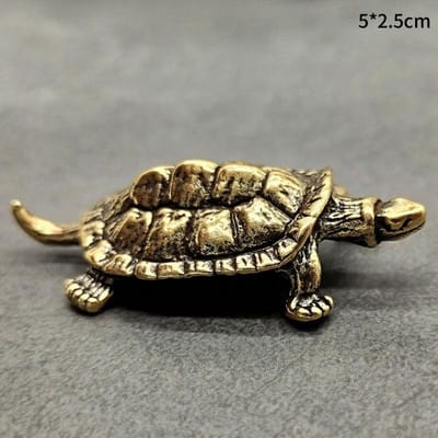 Puur Koper Schildpad Beeld Vintage Messing Schildpad Beeldjes Desktop Feng Shui Ornament Miniaturen Antiek Thee Huisdier Ambachten Cadeaus