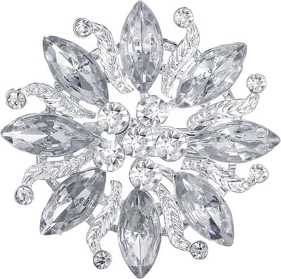 Fako Bijoux® - Broche - Ster Bloem Met Strass Alysha - 45x45mm - Zilverkleurig