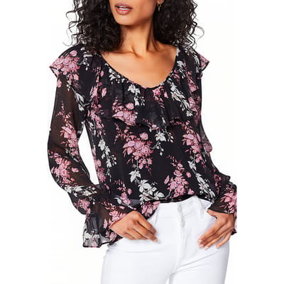 PAIGE Persephone Blouse Black Multi - Morrison Floral Maat: XXS | Blouses Outlet | Dames | Zwart