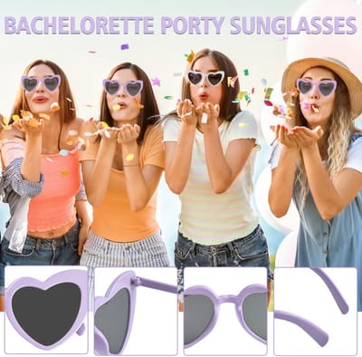 Bril Team Bride Haarelastiekjes, partybril, hart, zonnebril, 10 hartvormige brillen + 10 haarelastiekjes, vrijgezellenfeestbrillen en vrijgezellenfeest, decoratieve accessoires voor