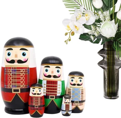 Houten Stapelpoppen - Geneste Poppen - Decoratie Huis - Handbeschilderd Vakmanschap - 5-Delig - Multicolor