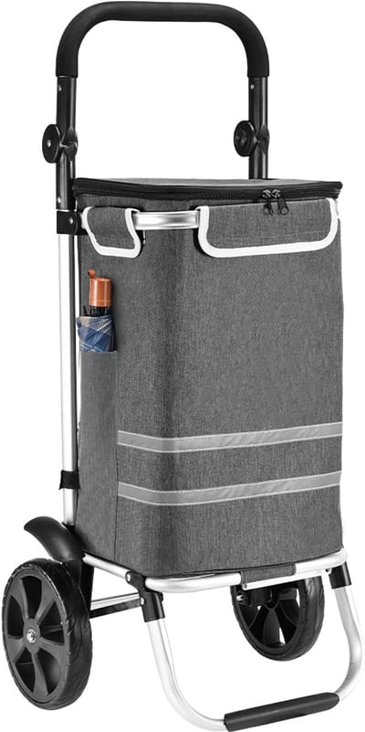 Opvouwbare Boodschappentrolley 40L – Grijs – Stevig & Comfortabel – Waterafstotend – Tot 30 kg Belastbaar