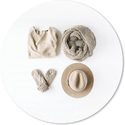 Muismat rond 20x20 cm - Mousepad Winter - Kleding - Sjaal - Ronde muismatten - Kerst - Cadeau - Kerstcadeau voor mannen en voor vrouwen