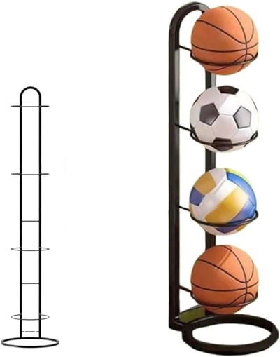 Ballonopslagstandaard voor Sportballen, Verwijderbare Basketbalhouder, Verticale Opslag voor Volleybal, Basketbal en Voetbal, Duurzaam en Ruimtebesparend