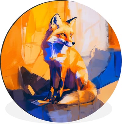 WallCircle - Wandcirkel - Muurcirkel - Vos - Oranje - Vormen - Abstract - Aluminium - Dibond - 30x30 cm - Binnen en Buiten