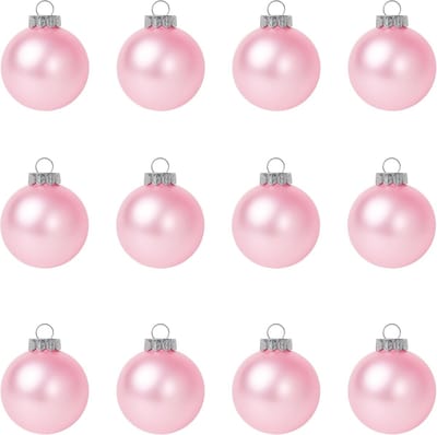 Famanu – 12 stuks blanco roze doe-het-zelf kerstballen om te personaliseren, maak je eigen ornament voor kinderen en volwassenen, tekenen, stickers, effen overschilderbare matte kerstballen