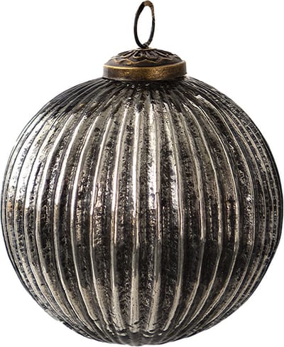 Clayre & Eef Kerstbal Overig Ø 10 cm Zwart Zilverkleurig Glas Kerstballen