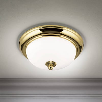ORION Empire plafondlamp, Ø 26,5 cm, goud, mat opaalglas