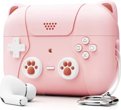Ainy - PODS3 Siliconen Gaming PC Controller Hoesje met sleutelhanger roze - Geschikt voor Apple Airpods 3 | case met keycord | schokbestendig | Uitsparing voor oplaadpoort & draadloos opladen ondersteund