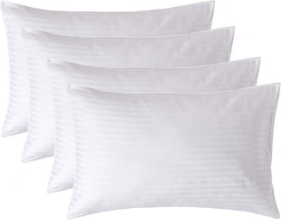 Homescapes Satijn Streep Katoen Kussensloop 50x75 cm – Set van 4 – Wit – 100% Egyptisch Katoen – Draaddichtheid 330