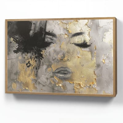 Wandlamp 90x60 cm - Oplaadbaar - Vrouw - Kunst - Goud - Zwart - Wandlampen binnen woonkamer - Slaapkamer lamp - Decoratieve nachtlamp - Vloerlamp draadloos