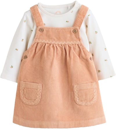 Next - Meisjes - 2-delige corduroy babyset van romper en overgooier - Oranje