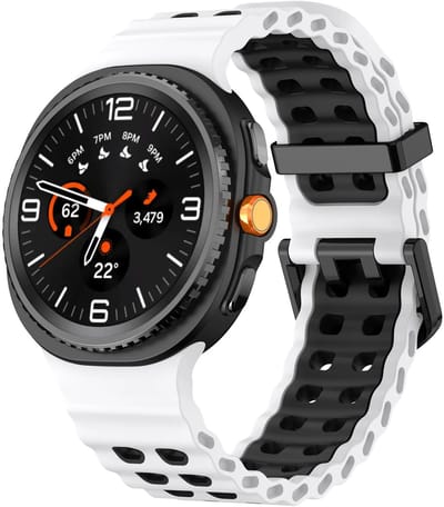 Strap-it Ocean siliconen bandje met gespsluiting geschikt voor Samsung Galaxy Watch 9 (40/44mm) / Watch 8 (40/44mm) / 8 Classic (46mm) - wit/zwart