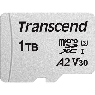 Transcend TS1TUSD300S-A microSD-kaart Retail 1 TB UHS-I, Class 10, v30 Video Speed Class, A1 Application Performance Class, A2 Application Performance