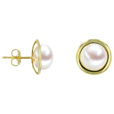 Luna-Pearls - 315.0450 - Oorbellen - Dames - 925 zilver - gerhodineerd, geelgoud verguld - Zoetwater gekweekte parel 9,5-10 mm