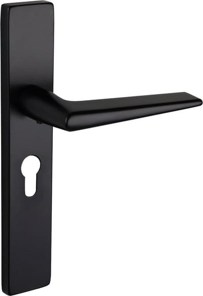 Lavuzo deurkruk Modena Zwart met rechthoekig schild PC55 | Per set