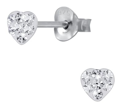Joy|S - Zilveren petit hartje oorbellen - 4 mm - kristal - kinderoorbellen